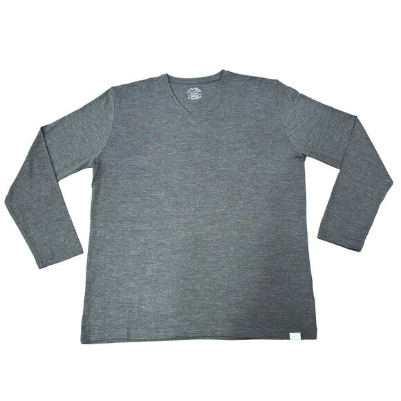 Merino Tech Long Sleeve V Neck Charcoal Shirt Men's XL 100% Merino Wool - Picture 1 of 13